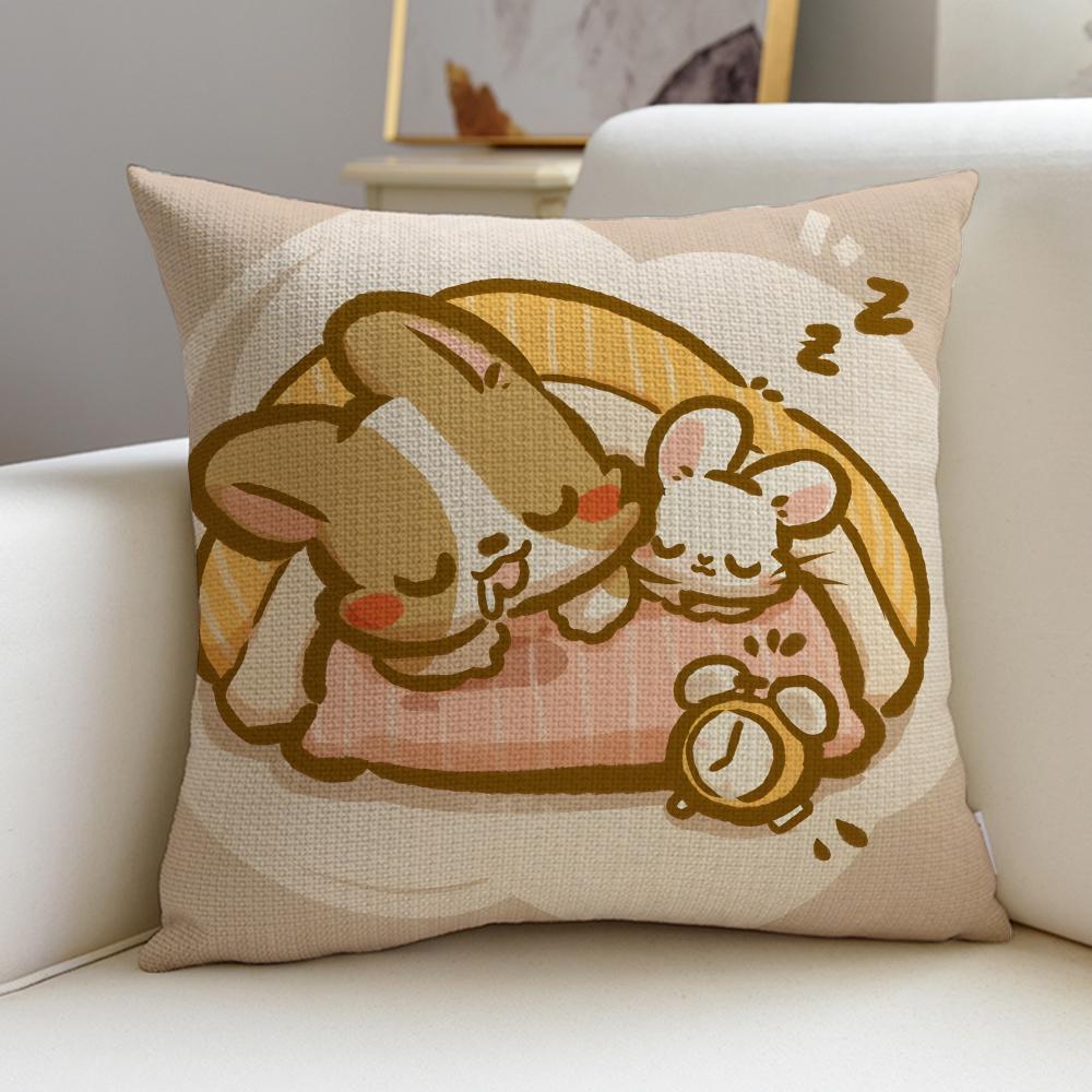 Cozy Llazy corgiS Cushion Cover Breathable and skinfriendly linen pillowcase square removable and washable cushion