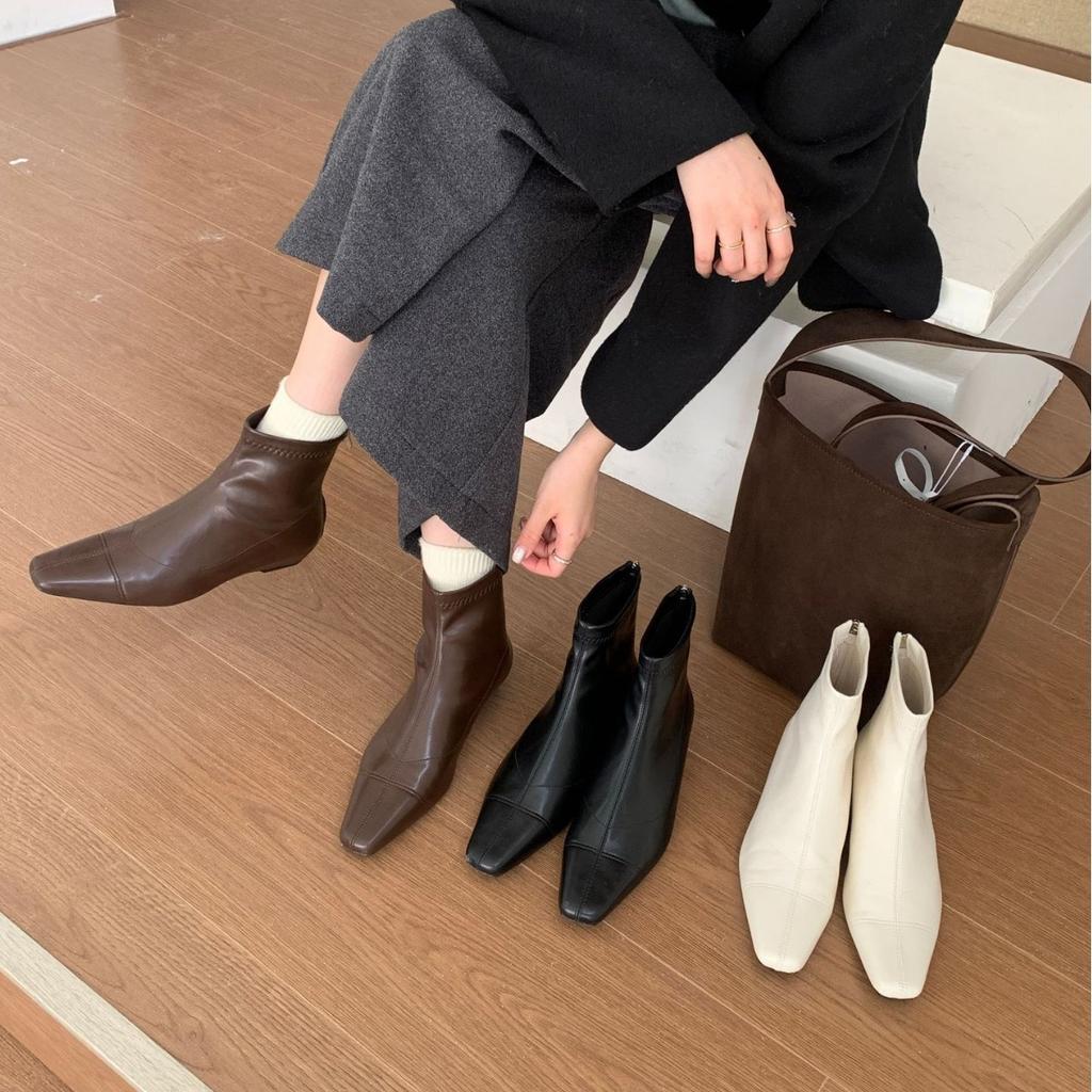 2025 Autumn and Winter New Square Head Suede Thin Low Tube Martin Fashion Short Thick Heel Fashion Short Boots