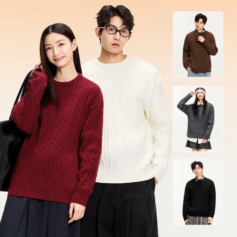 MINISO Men's Retro Cable Knit Pullover Sweater