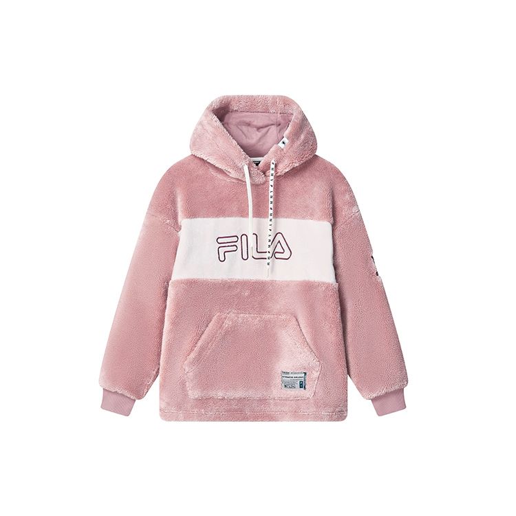 

FILA X MIHARA YASUHIRO Logo Embroidered Fashion Casual Long Plush Spliced Hoodie Women hoodies Light-Purple F11W243203F-PK XL