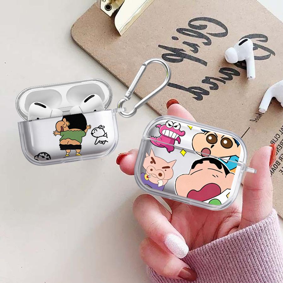 Case For Airpods 1 4 2 Pro2 3 Pro3 Pro Clear Earphone Cases Cover Cartoon Crayons Shinchan