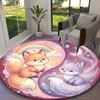 1pc Sweet Animals Harmony Fox Unicorn Printed Chair Rug for Home Office Use, Living Room Kitchen Game Room Round Carpet