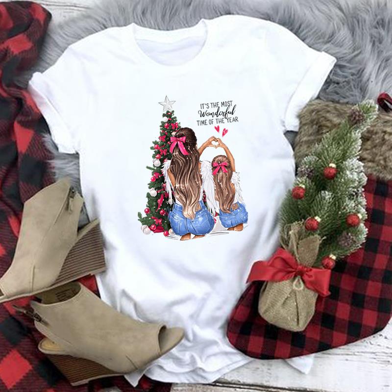 

(Азиатский размер) Футболка Фестиваль, Рождество, Новый год, мама, мама, сладкая любовь, праздник, повседневная модная женская футболка с принтом, женская футболка с рисунком