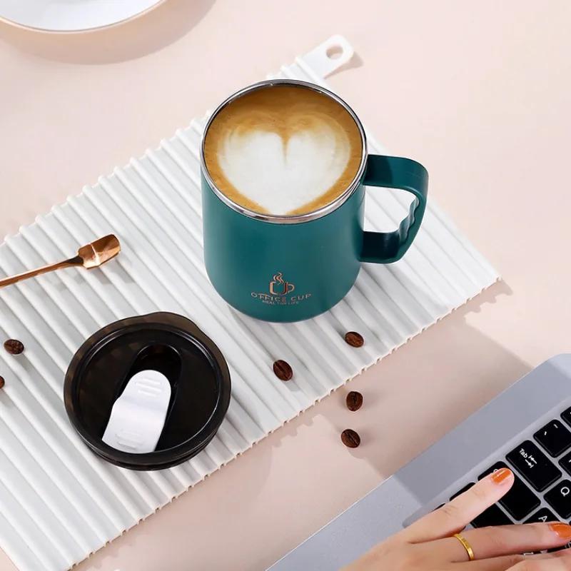 500ml Thermos Mug 304 Stainless Steel Coffee Cup With Handle Leak-Proof Vacuum Flask Insulated Cup Lightweight Thermal Water Bottle