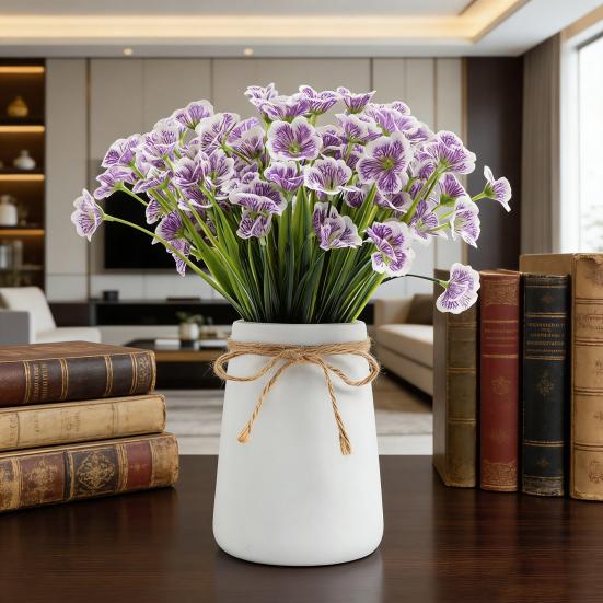 Artificial Violet Realistic Long Stem Fake Flower Home Office Wedding Party Table Centerpiece Indoor Outdoor Faux Bloom Decoration