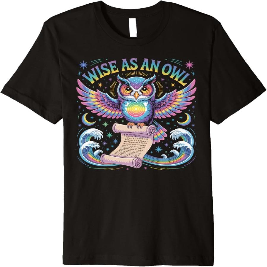 Wise as an Owl Reading Ancient Scrolls Premium T-Shirt(5) S