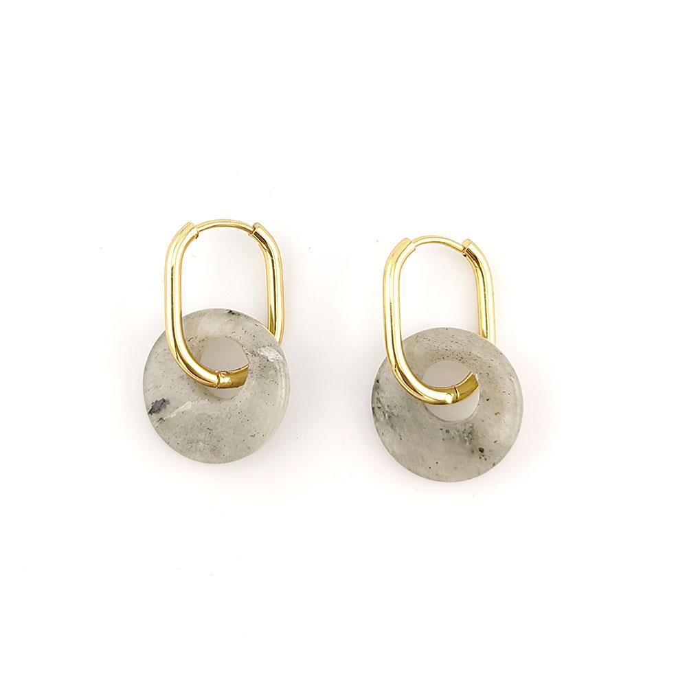 

HUIDANG Natural Stone Earrings Pendientes Woman Stainless Steel U Hoop Earring Ring Earrings With Stones New