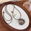 Comfortable Clavicle Chain Lightweight Flower Pendant Necklace Brown Leopard Print Fashion Neck Decoration