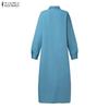 ZANZEA Women Casual Turn Down Collar Loose Long Sleeve Shirt Dress