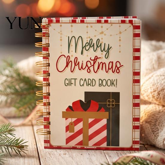 Libro de Recuerdos Creativo para Fiestas, Libro de Tarjetas de Regalo de Navidad, 7" x 5", Encuadernado en Espiral, Folleto de Felicitaciones Personalizado Merry DIY, Álbum, para Suministros de Fiesta de Navidad