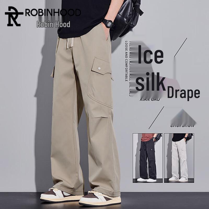 

ROBINHOOD Men s Summer Ice Silk Straight-Leg Casual Pants XL