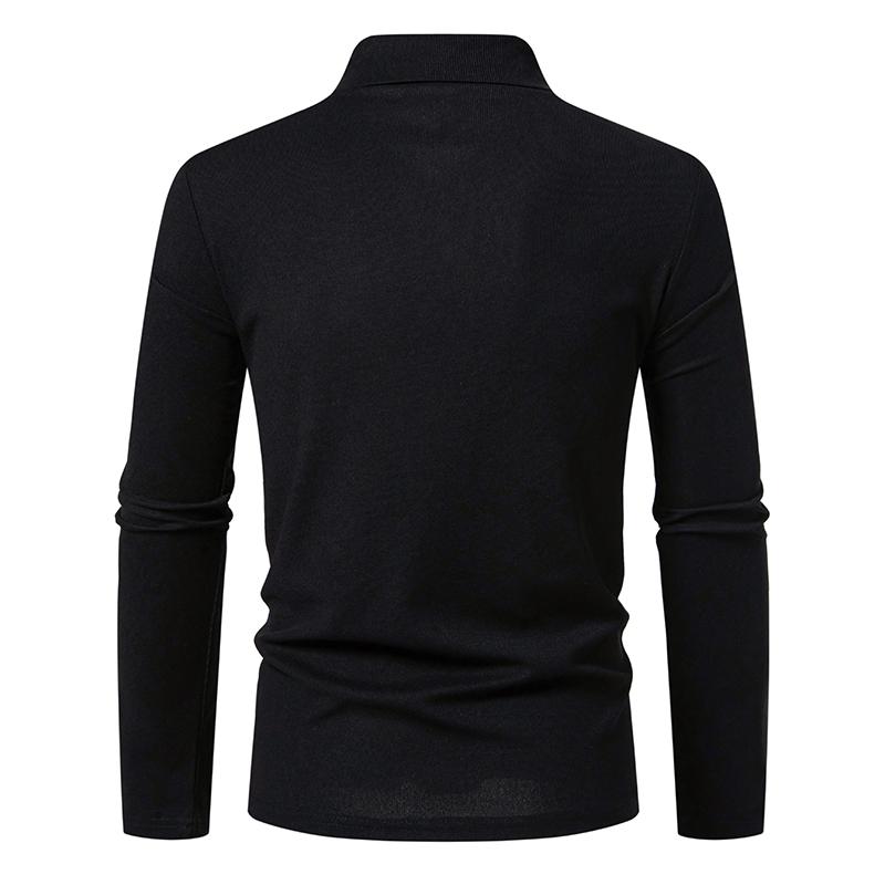 Fashion Paisley Color Block Men's Polo Shirts Solid Color Long Sleeve Polo Shirts For Men New Autumn Social Business Polos Male