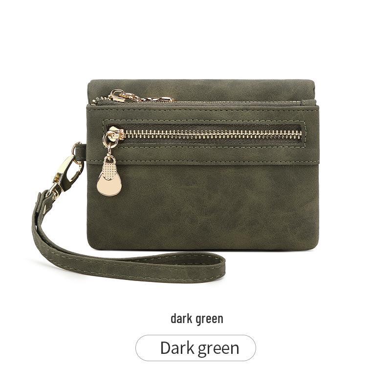 

Retro 2024 Korean-Style Women s Compact Multifunction Wallet темно-зеленого