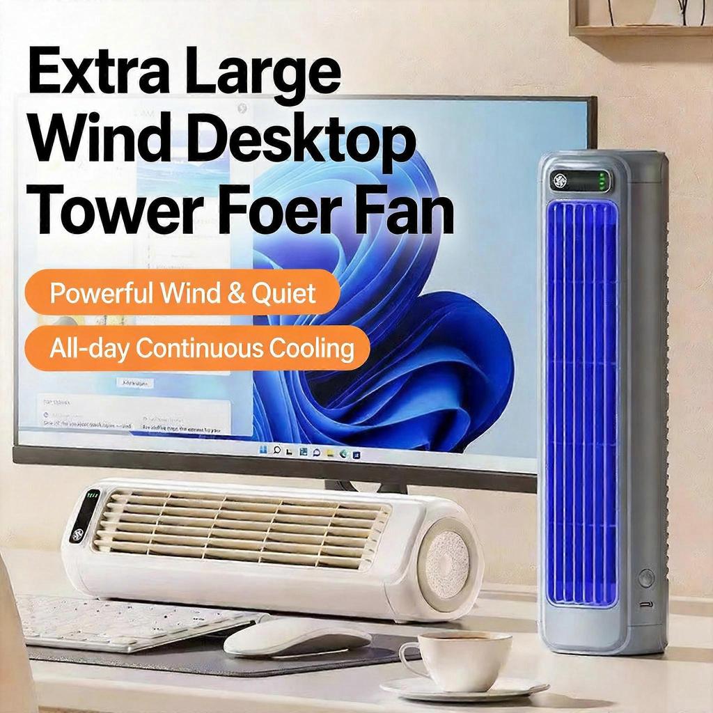 USB Desktop Fan, Cooling Fan, Air-conditioned Kitchen Fan, Quiet - White