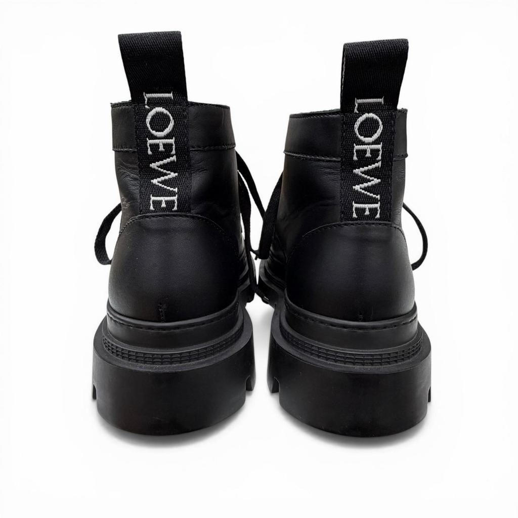 Great LOEWE short boots Mid-cut combat boots black leather Women 36 L815285X72 Used