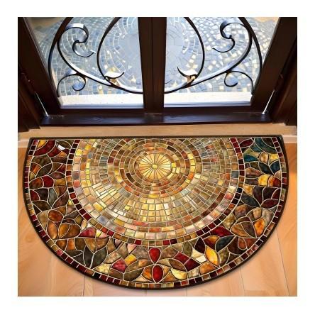 

Floor Mat 40x60cm Crystal Velvet Surface with Non-Slip Dot Plastic Backing Simulated Tile Pattern Entrance Rug Durable Soft Texture One Size коричневий