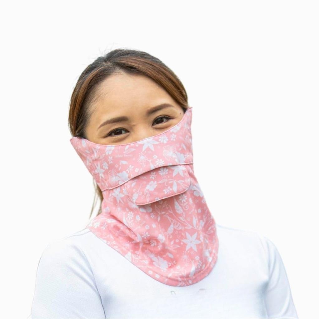 Breathable UV Face Cover CH Type UV Face Mask Protects and Neck from UV Rays [White Beauty] (Paisley Floral) Face, Ears, (Apricot (Floral))