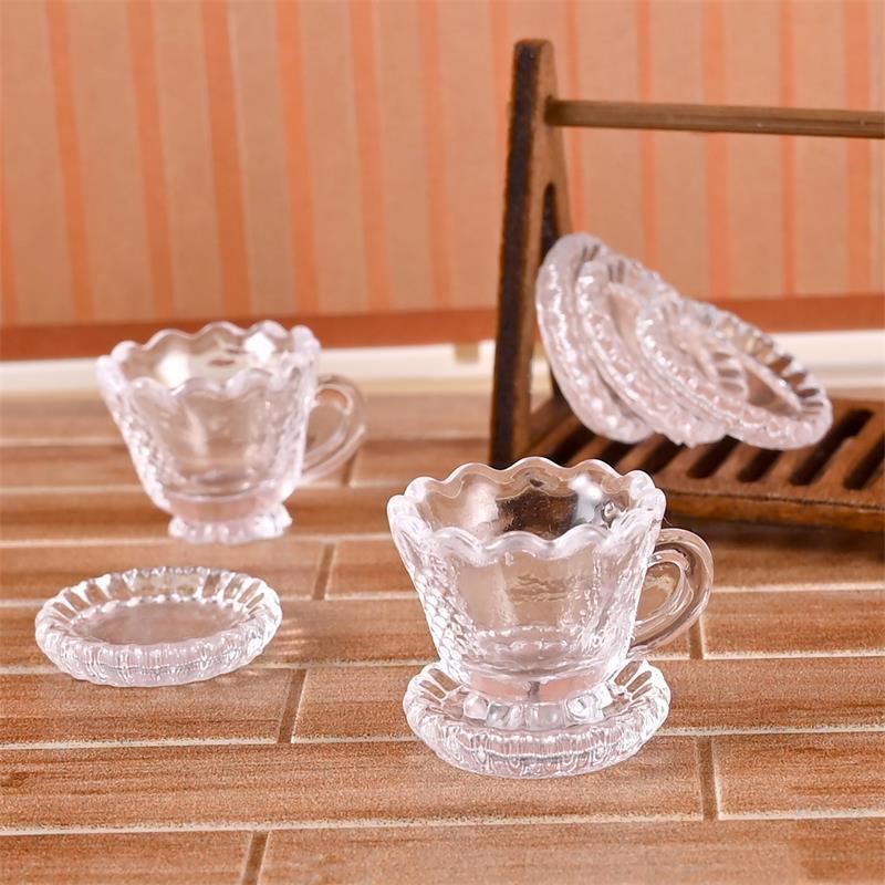 10 Set Dollhouse Miniature Hello Kitty Transparent Cup Models Dollhouse Living Room Scene Accessories Kids Pretend Play Toys Diy