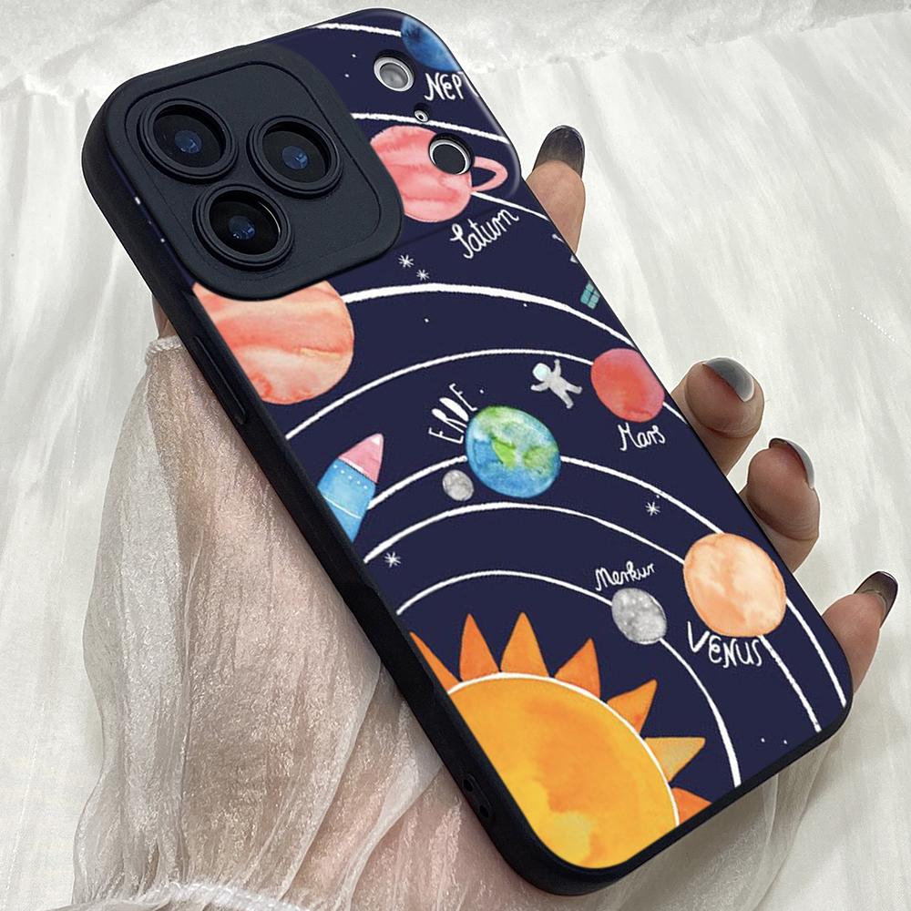 M282 Black White Moon Stars Space Angel Eyes Soft Phone Cases for iPhone Samsung Xiaomi Rdemi Huawei Honor Infinix Realme OPPO Vivo All Model TPU Case