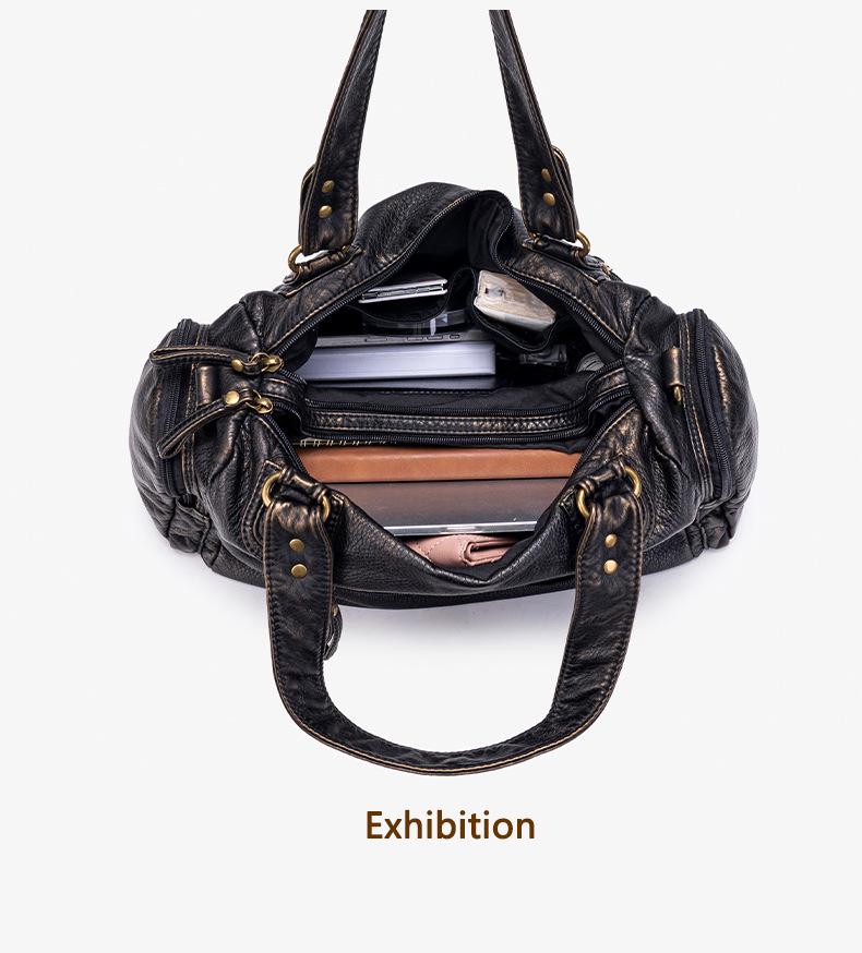 Women's Y2K Washed Distressed Large Motorcycle Shoulder/Crossbody Handbag