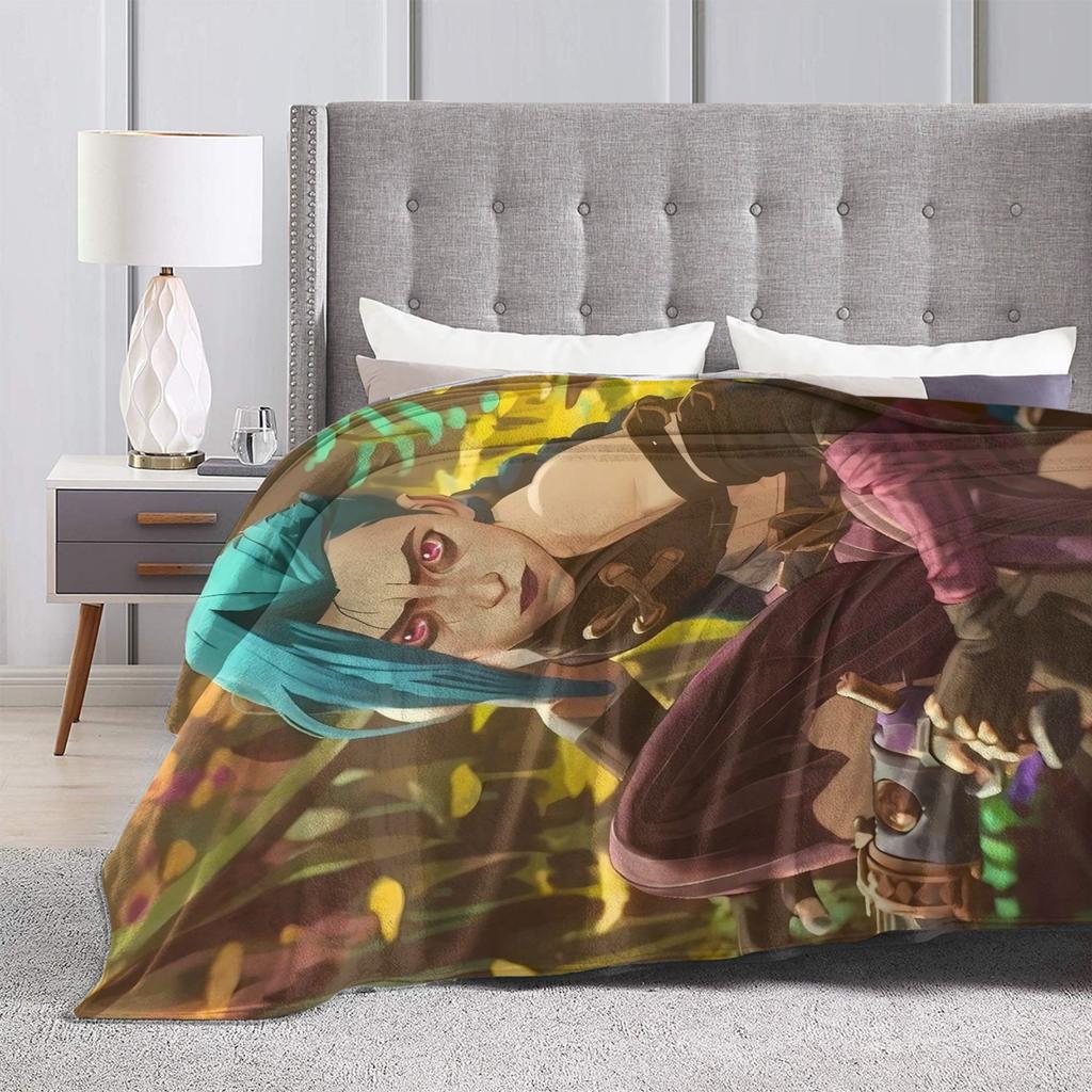 Arcane Vi Jinx Blankets Quality Warm Throw Blanket Autumn Students Living Room Aesthetic Bedspread