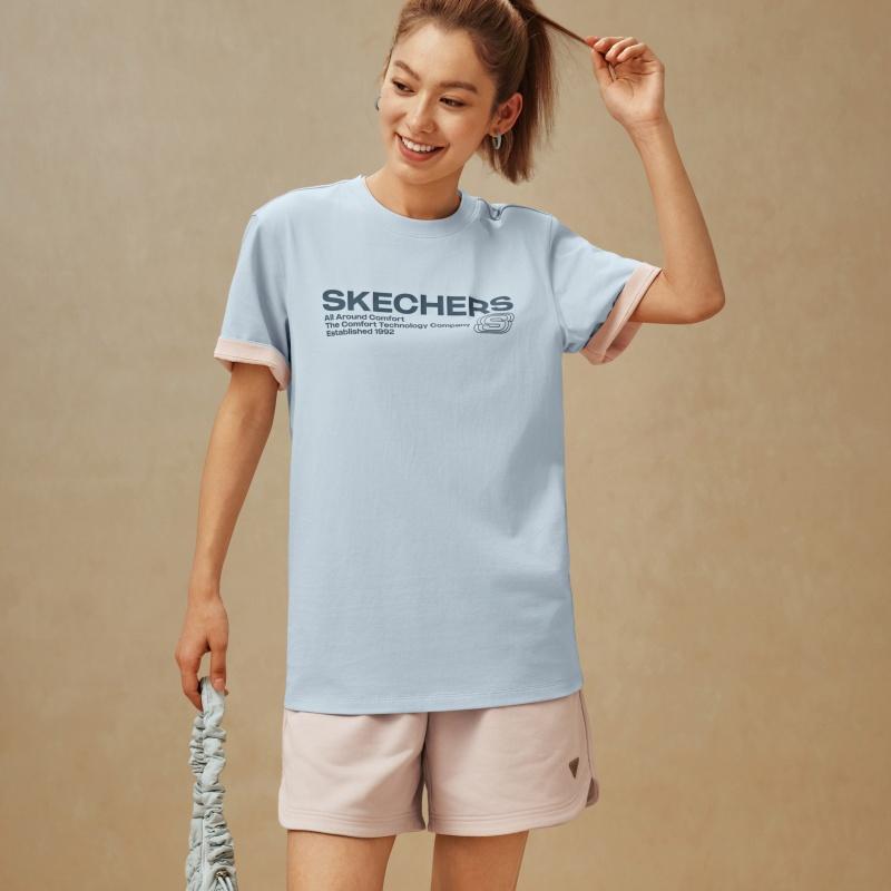 Skechers Knitted Round Neck Loose Fit Short Sleeve T-Shirt Unisex tops L226U065-026P