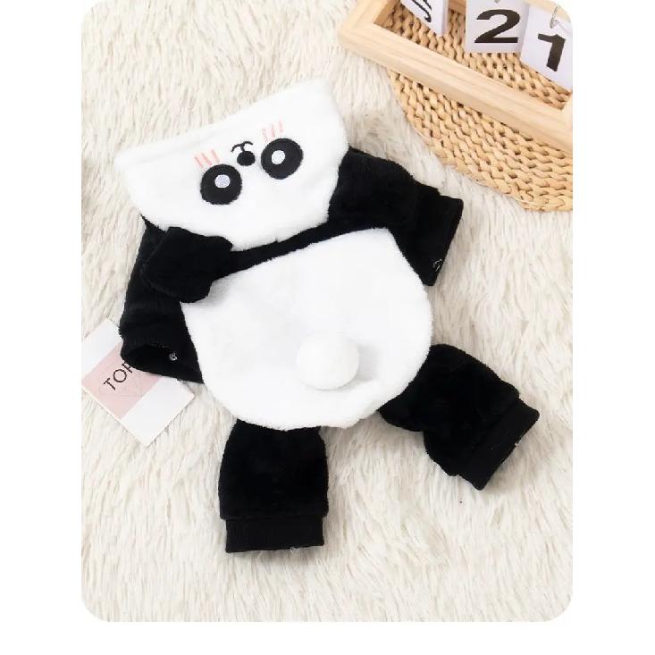 Zimní psí kabát Panda Kostým Teplý Čtyřnohý Obleček Teddy Bišonek Oblečení pro kočky Proti línání Zesílený Psí kostým