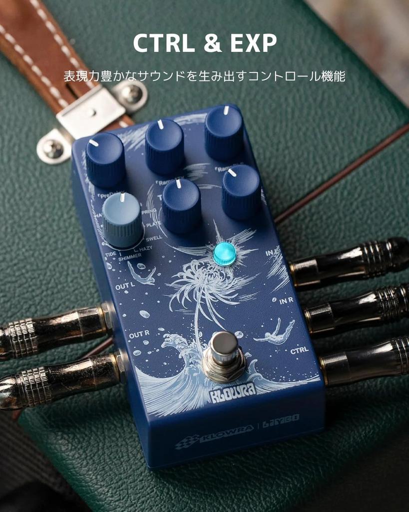 Klowra Limbo Reverb Stereo Pedal Digital Guitar Pedal with 9 Stereo Ambient Reverb Analog True Freeze and Expression Pedal Support Reverb/Guitar