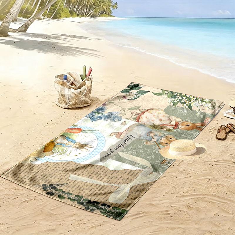 Peter Rabbit Print Beach Towel, Large Soft Quick Dry Towel for Beach Camping Swimming