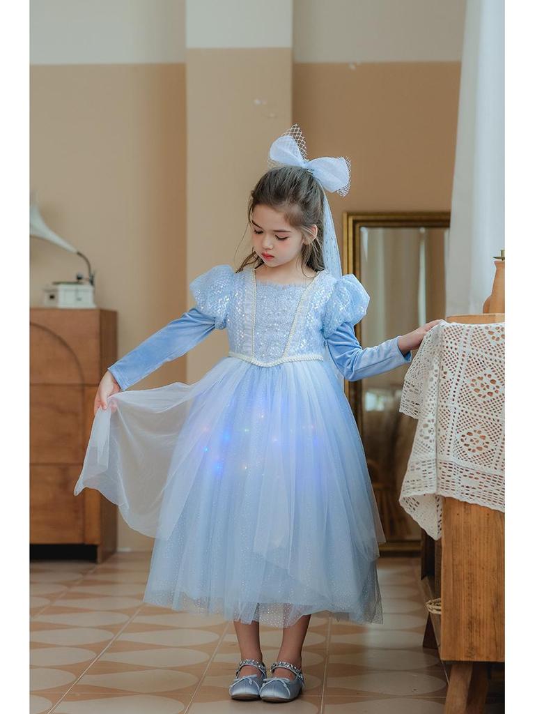 Girls' Puff Sleeve Mesh Princess Dress – Fashionable Summer Style