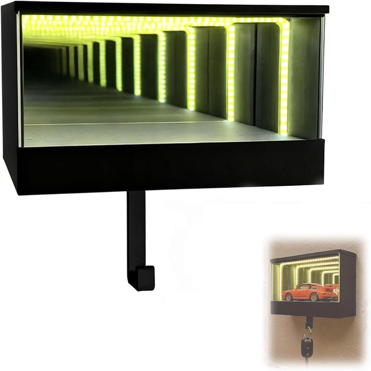 

Держатель для ключей от гаража с зеркалом бесконечности, светодиодная лампа, брелок с подсветкой с эффектом туннеля для прихожих, коридоров, входных дверей 1PCS