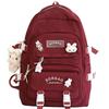 Children's Primary School Students Girls Burgundy Two-piece Set Junior High School Students College Students Backpack