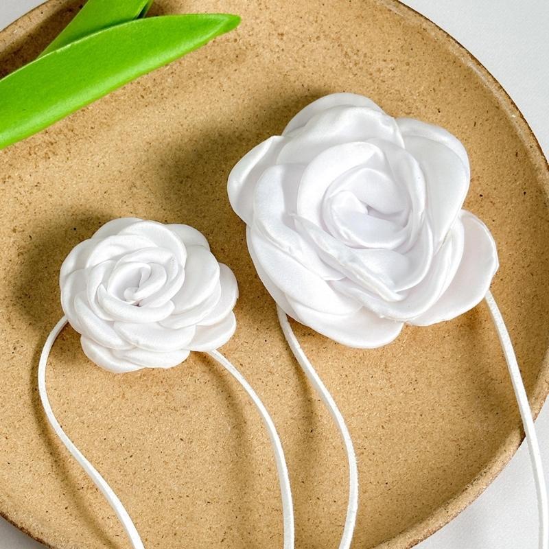 Y2K Adjustable Rope Necklaces with Big/Small Rose Pendant Charm, Fashionable Gothic Clavicle Chain Trendy Neckwear Gift