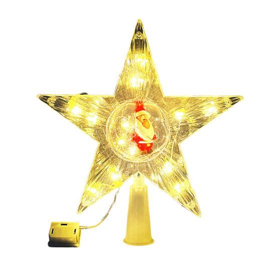 LED Christmas Tree Topper Star Moon Decoration Acrylic Xmas Ornament Energy Saving Shining Lamp Festive Home Room Decor