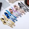 4pcs Gold Stainless Steel Cutlery Set Royal European Spoon Fork And Steak Knife Retro Hollow Design Dinnerware Luxury Tableware