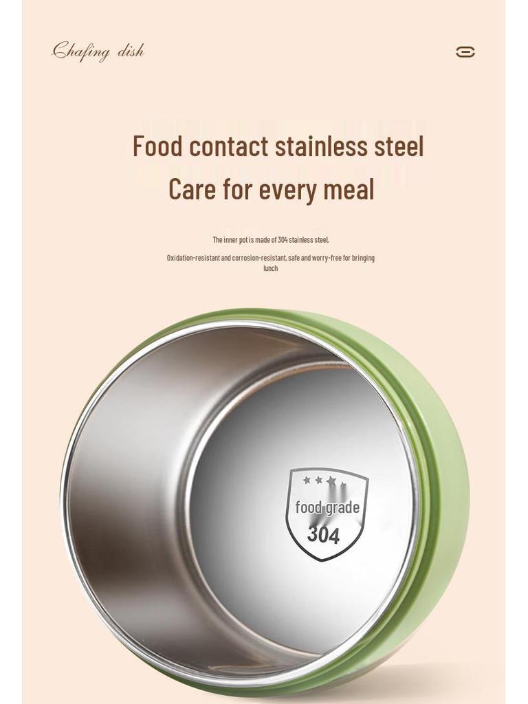 304 Stainless Steel Double-Layer Leak-Proof Insulated Bento Lunch Box with Food Compartments