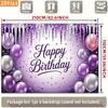 2D Glitter Icicle Purple Birthday Backdrop Banner Starry Theme Party Decor Background