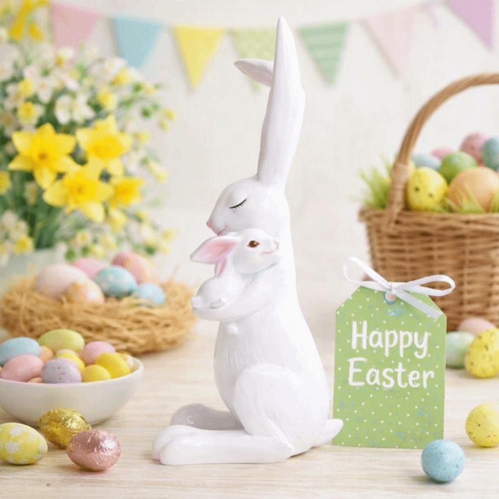 Cute Resin Rabbit Ornament Cartoon Easter Decoration Easter Bunny Statue Ornament  Party Decoration