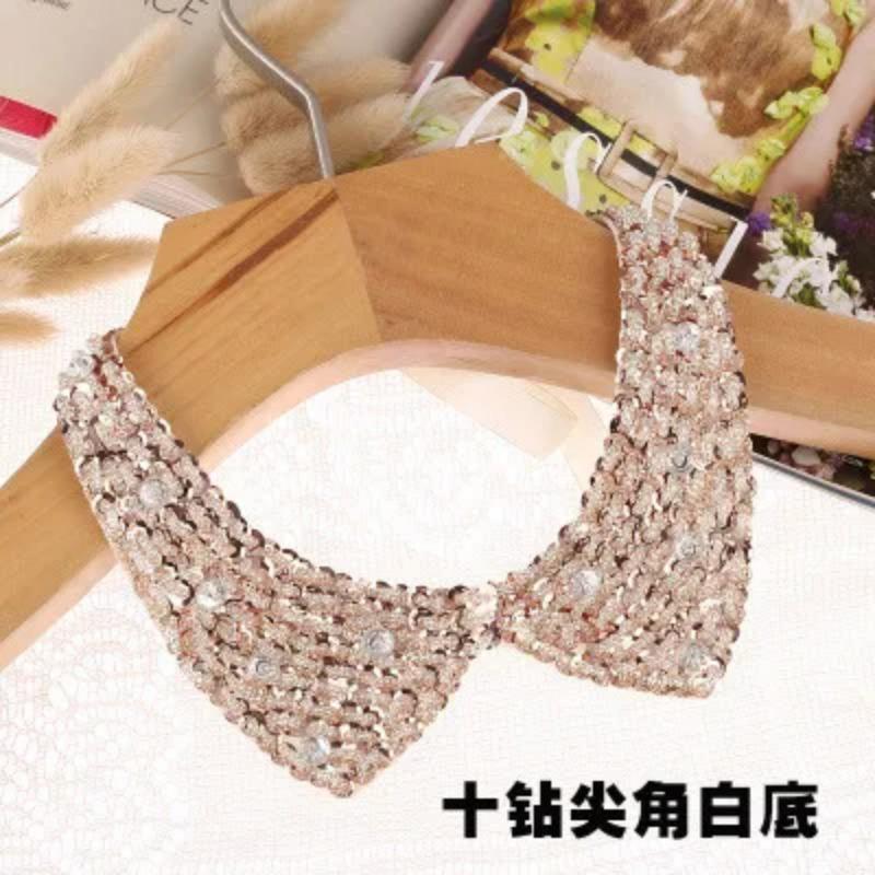 Fashion Wild Retro Beaded Sequins Rhinestones Pearl Lace Collar False Necklace DIY Clothes Shirt Sweater Decoration