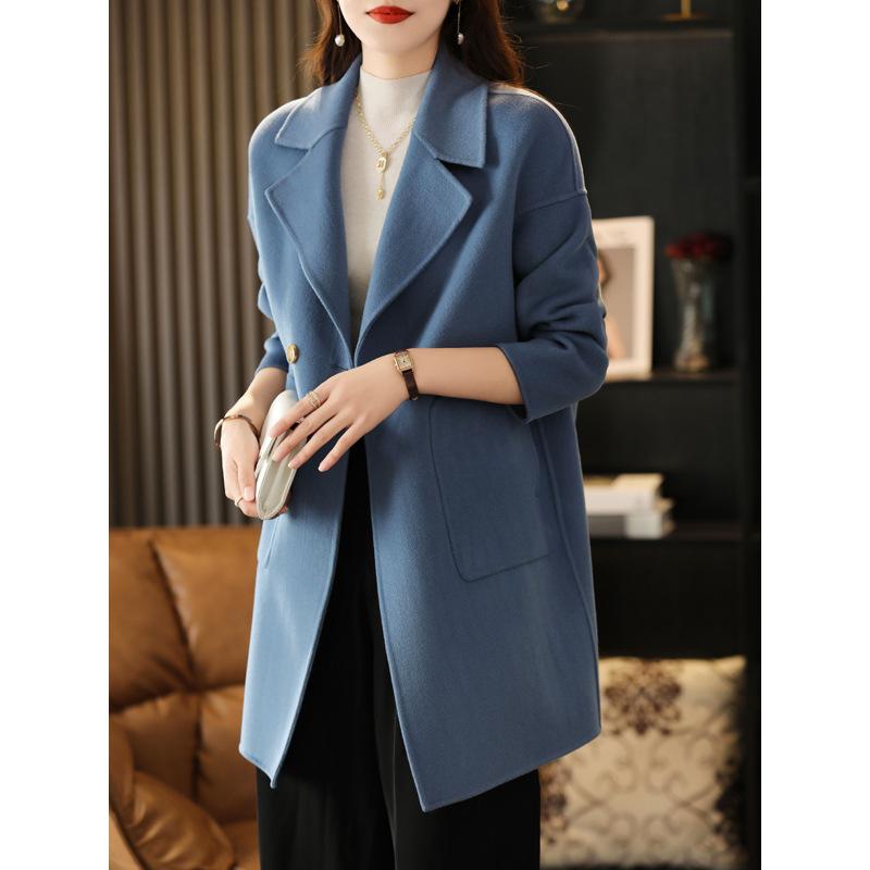 

Double-sided wool coat women s medium and long autumn and winter new high-quality loose wool coat S