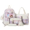 Five-piece Bag Girl Student Plaid Backpack For Junior High School Students