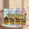 1PC Tropical Beach Hut Landscape 750ml Color Plastic Sports Water Bottle Leakproof Flip Straw Lid For Sports Office Home Use