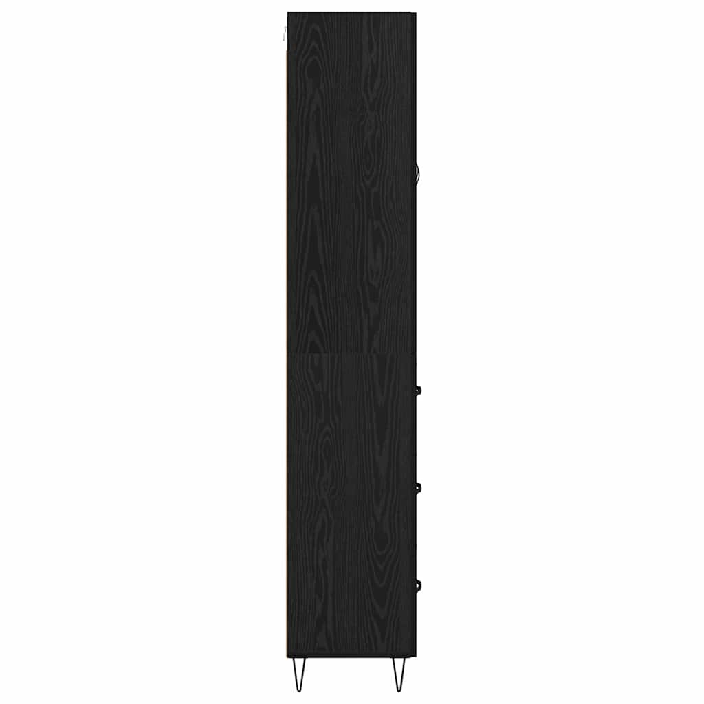 Highboard in Black Oak Look 69.5 x 34 x 90 cm Engineered Wood