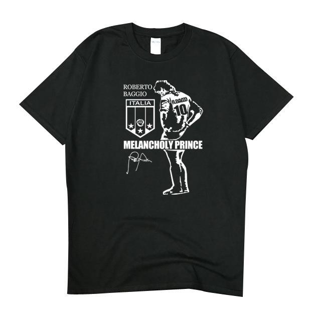 Roberto Baggio Italy National Team T-Shirt Men's Cotton Short Sleeve Crew Neck Soccer Legend T-Shirt