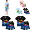 Sprunki Print Summer Kids Pajamas Set For Boys Girls Cotton Casual Cartoon Lounge Twopiece Suit For Children