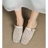Sheepskin version~ 3cm thick heel slippers women's summer outer wear woven hollow breathable hole half drag fisherman sandals