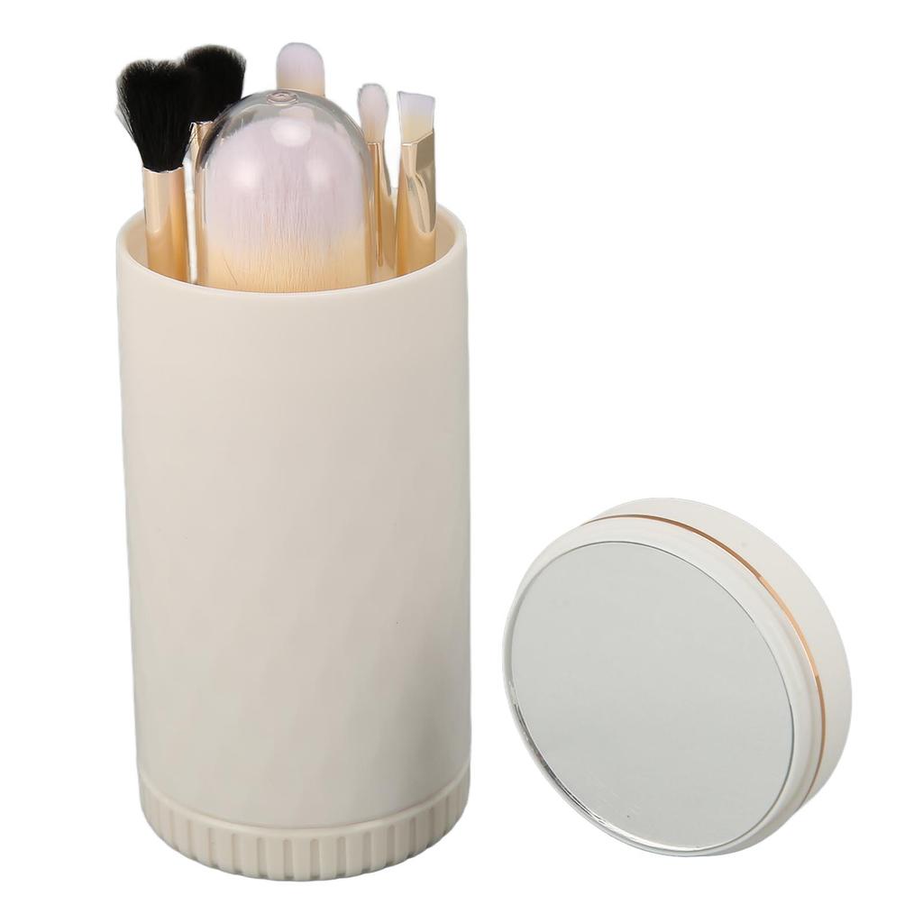6 in 1 Makeup Brush Set Portable Synthetic Cosmetic Brushes Set for   Blending Powder Eye Shadow with Mirror