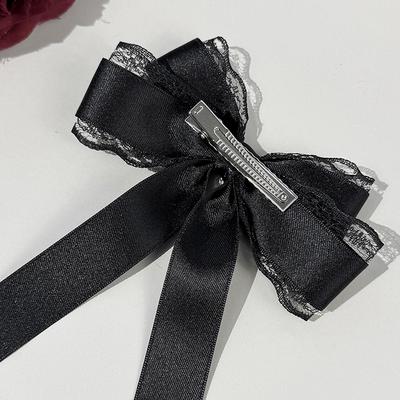Fermacapelli Stile Lolita Gotica Fiocco in Nastro Nero Fermacapelli alla Moda