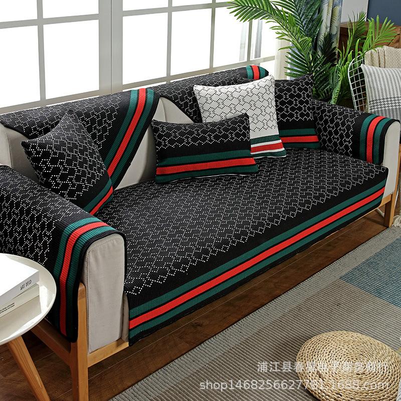 Factory Straight Hair, Four-Season Fabric Sofa Seat Cushion, Cotton Thread Woven Nordic Simple Combination Cover, Towel Pad Custom