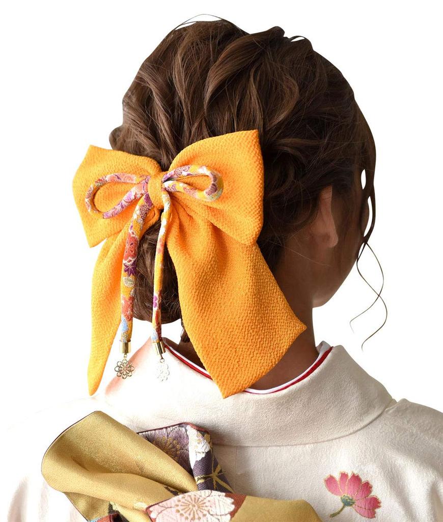 Musee Hakama Hair Accessory Flower 600000500 Ribbon, Haikara-san Ribbon, String, Yellow,